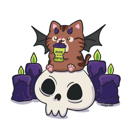 Luci-fur Demon Cat Sticker – Spooky Vinyl Sticker, Gothic Halloween Cat, Cute Creepy Gift