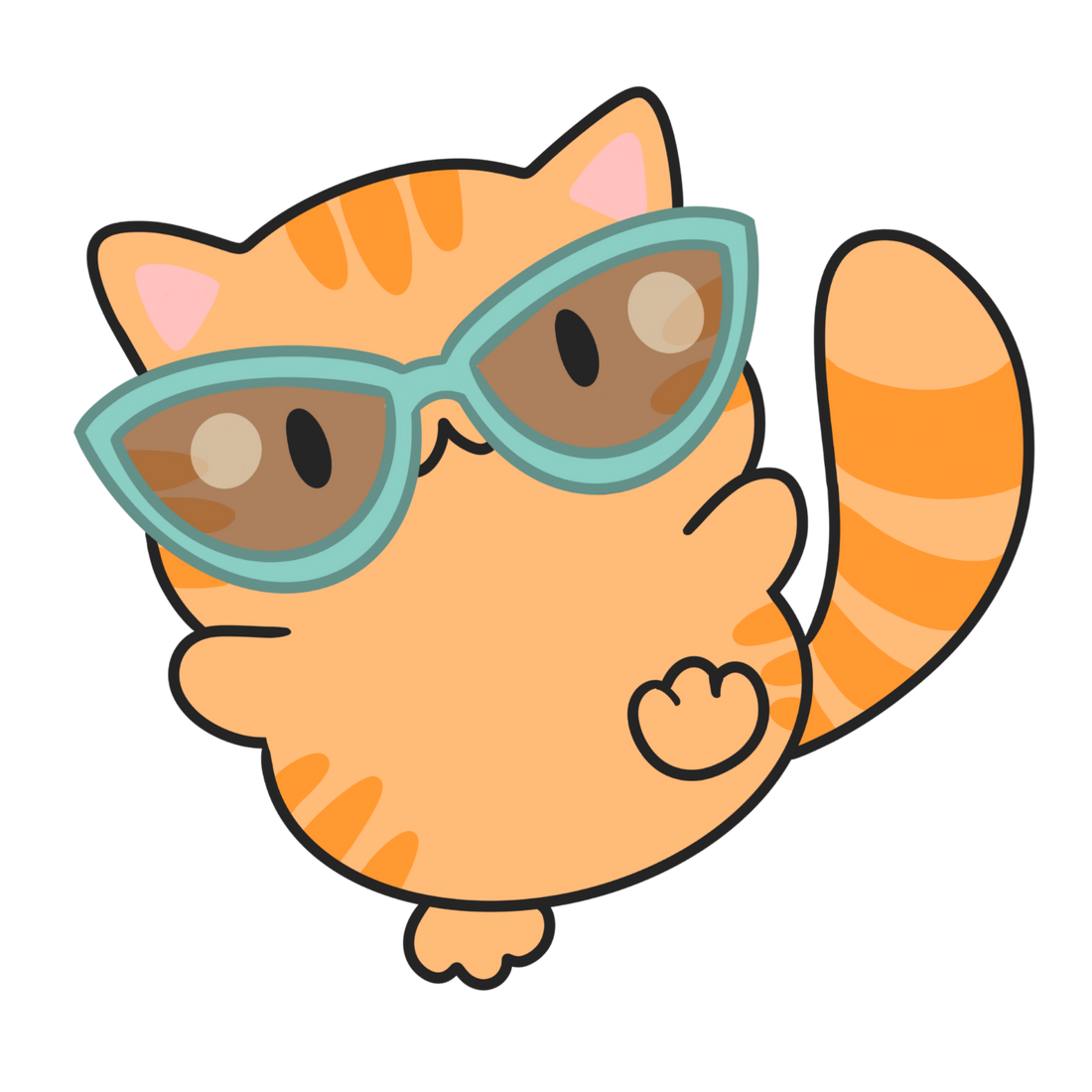 Orange cat doodle with sunglasses
